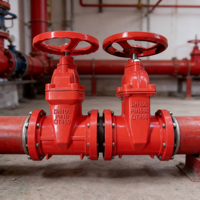 Vanne à opercule rainurée en fonte ductile pour lutte contre l'incendie, type OSY, 200 PSI, dispositif de sécurité pour réseau d'hydrant, à volant manuel, à joint élastique
