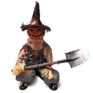 Nouveautés : Effrayant Épouvantail Halloween Agé et Accroupi Tenant une Pelle, avec Capteur Sonore Électrique et Lumineux, Accessoire d'Horreur pour Maison Hantée et Jardin - Product Image 1