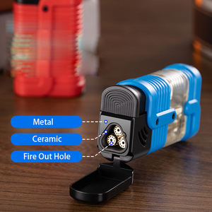 Fuerte potencia de fuego Jet 3 llama a prueba de viento antorcha encendedor de cigarros recargable butano único encendedor de cigarrillos - Product Image 3