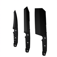 Ensemble de couteaux de cuisine droits et tranchants de luxe léger, manche en fibre de verre, lame en métal, type scimitar, pour le camping