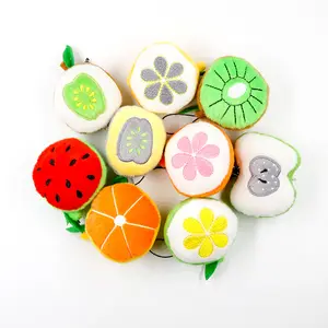 Cartoon Fruit Stuffed Plush Toy Bonito Mini Melancia Apple Pear Laranja Pano Boneca Sliced Fruit Plush Chaveiro