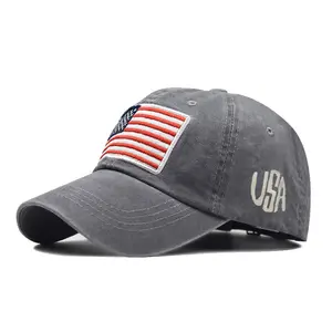 면 미국 미국 국기 애국 모자 아빠 트럭 운전사 모자 고전적인 폴로 작풍 검정 야구 모자