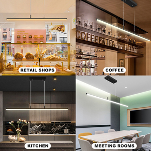 Lampadario Moderno a Sospensione Brandon a LED, Lampada Lineare a Soffitto per Isola Cucina, Struttura in Alluminio per Caffetterie e Negozi al Dettaglio - Product Image 6