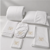 Ensemble de linge de lit d'hôtel personnalisé avec logo brodé en gros, 100 % coton, ensemble de literie et de serviettes pour hôtel, Airbnb, complexe hôtelier