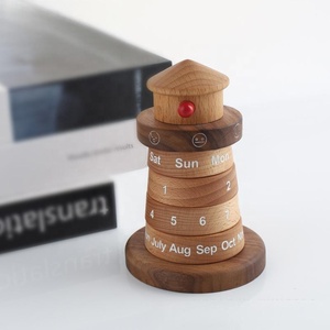 Calendrier créatif en bois rotatif en forme <span class=keywords><strong>de</strong></span> <span class=keywords><strong>phare</strong></span>, blocs <span class=keywords><strong>de</strong></span> construction en bois massif, cadeau <span class=keywords><strong>de</strong></span> fêtes pour la décoration intérieure, présentoir <span class=keywords><strong>de</strong></span> bureau, jouets à empiler - Product Image 4