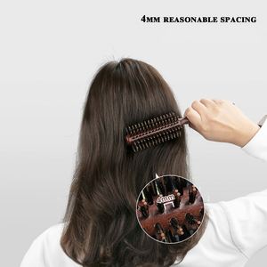 Cepillo desenredante de cerdas de nailon de alta calidad con mango de madera, cepillo redondo para peinar cabello rizado - Product Image 6