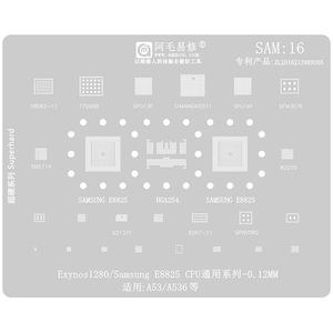 Amaoe BGA reballing ลายฉลุเหล็กปลูกต้นไม้ตาข่ายดีบุกซ่อมแซมซีพียูสำหรับมือถือซัมซุง A53ซีรีส์ A536 Exynos1280 /sam E8825 CPU - Product Image 1