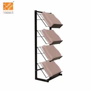 Fabriek Groothandel Supermarkt Tapijt Display Rack Stand 4-Layer Vloer Staande Metalen Tapijt Tapijt Display Stand