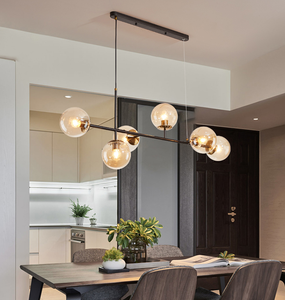 6 teste di oro pendente della sfera di vetro lampada a sospensione moderna tavolo da pranzo bar lampadari - Product Image 3