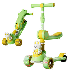 สกู๊ตเตอร์3 in <span class=keywords><strong>1</strong></span>พับได้สำหรับเด็กมีล้อไฟฉาย PU รูปสัตว์การ์ตูน - Product Image 4