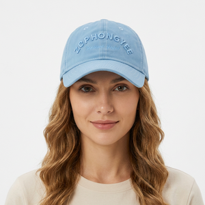 Baseball Cap 6-Panel Cotton Embroidered Letter Logo Adjustable Unisex Casual Spring Summer <b>Light</b> Blue <b>Hat</b> - Product Image 3