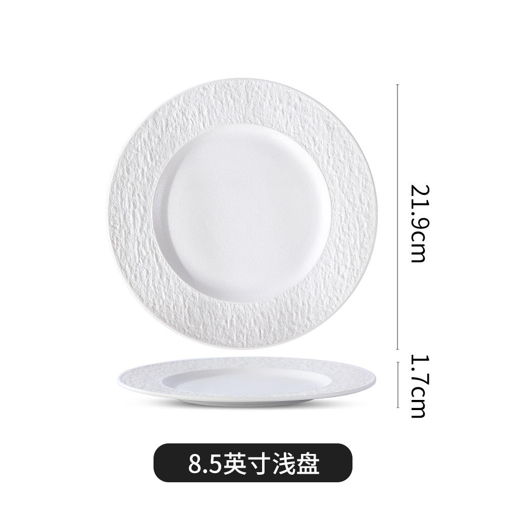 8,5 pulgadas patrón de roca placa plana-blanco mate