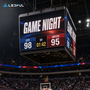 Four-Sided Center-Hung LED <strong>Scoreboard</strong> P4 For Basketball Arena Center Screen With Front Service Fixed Install - Product Image 1