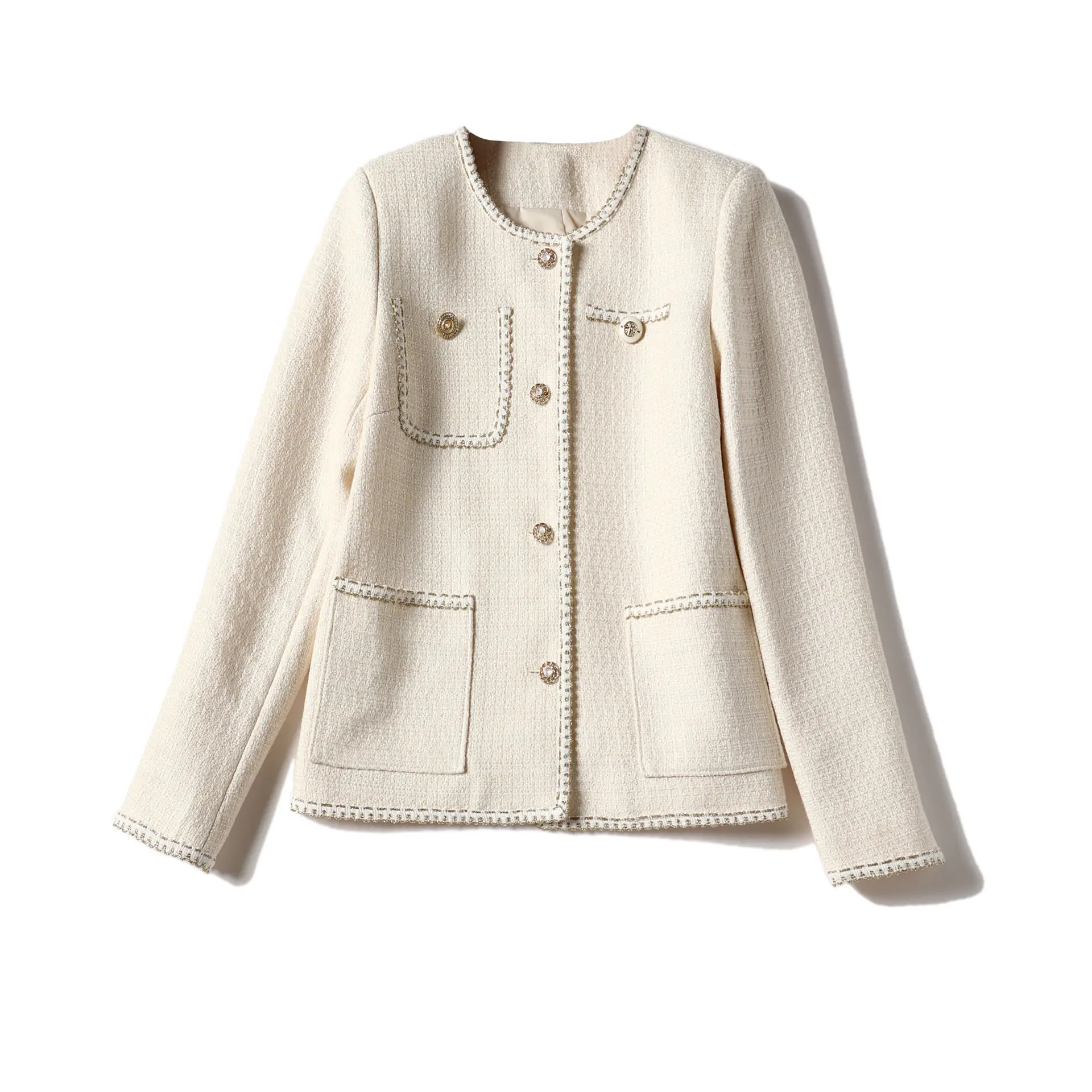 2023 New Girl Tweed Coat Female Spring And Autumn Elegant Long-Sleeved Top Coat