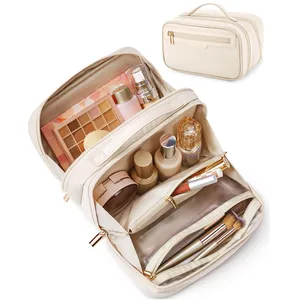 사용자 정의 여성 와이드 오픈 휴대용 메이크업 가방 주최자 여행 메이크업 가방 대용량 화장품 가방