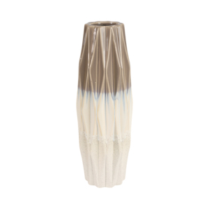 Vaso in ceramica alto con texture verticale a pieghe per l'arredamento del soggiorno - Product Image 3