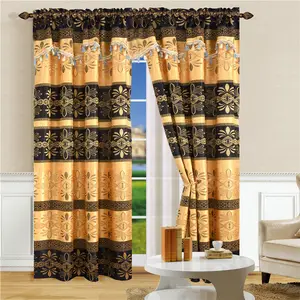 Doble sold curtains ready made curtain with attached valance
