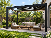 20x20 Luxuriöse Europäische Elektrische Aluminium-Pergola mit Motorisierter Einziehfunktion, Solar-LED-Beleuchtung, Umweltfreundlich für Garten und Terrasse
