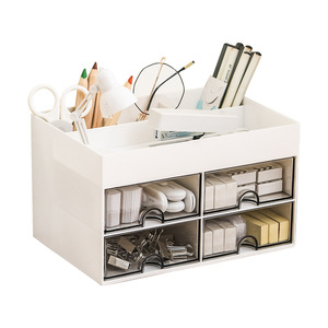 Organizador de Escritorio, Caja de Almacenamiento con Cajones, Doble Capa con Divisiones, Categorización de Escritorio de Oficina, Tipo Rectangular Vertical, Color Sólido - Product Image 2