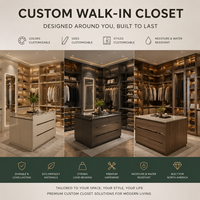 Système de dressing moderne autoportant avec portes vitrées - Ensemble de meubles de garde-robe en bois sur mesure pour chambre à coucher