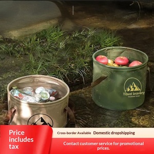 Seau pliable d'extérieur 10L/20L, portable, grande capacité, pour le stockage d'eau, le lavage du linge, des légumes, le camping, les pique-niques, la pêche - Product Image 2