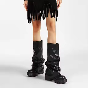 <span class=keywords><strong>Stivali</strong></span> <span class=keywords><strong>con</strong></span> <span class=keywords><strong>tacco</strong></span> alto stile stile autunno inverno Casual da donna a metà polpaccio gotico <span class=keywords><strong>con</strong></span> plateau a punta tonda - Product Image 3
