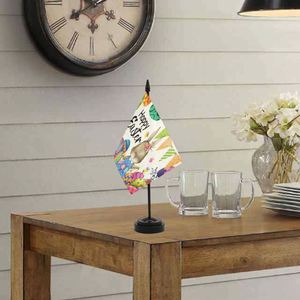 Factory Wholesale Easter Desktop Flag 8.3X 5.5-Inch Mini Black ABS <b>Bracket</b> with Customizable Polyester Pennant Banners - Product Image 5