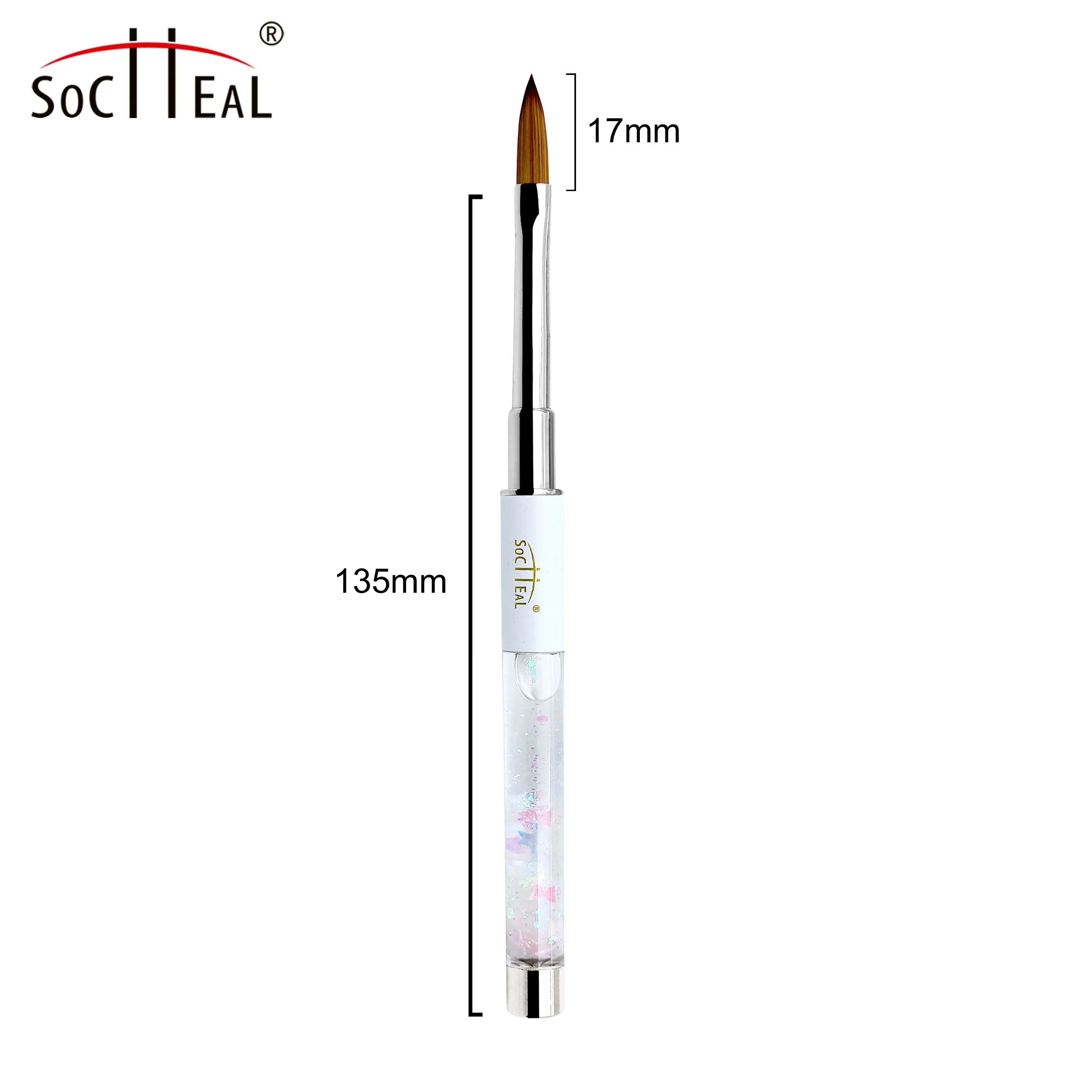 2024 Quicksand Liquid Glitter Handle Latest 3D Flat Type Acrylic Nail Brush Liner Ombre French Gel Oval Thin Liner Nail Brush