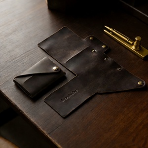 Cartera de Cuero Genuino Vintage, Minimalista y Delgada para Hombre y Mujer, Tarjetero Delgado, Bolsillo para Monedas, Tarjetas de Crédito/Identificación |   Elegante - Product Image 1