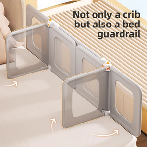 เตียงเด็กอ่อนแบบพกพา 3-in-1 พับได้ พร้อมราวกันตกแบบตาข่ายป้องกันการกระแทก ปรับระดับความสูงได้ ใช้ได้ทั้งเดินทางและที่บ้าน - Product Image 2