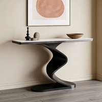 Console d'entrée de style italien moderne et minimaliste, avec plateau en pierre frittée et métal, de haute qualité, pour couloir, étagère décorative de luxe