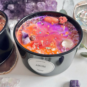 AIKUN Ins Recuerdos personalizados Aroma Velas de cielo estrellado Cera de soja clásica Impreso Piedra de cristal Vela perfumada de cerámica - Product Image 2