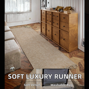 Machine <b>Washable</b> Braided Polyester Luxury Soft <b>Runner</b> Rugs with Geometric Pattern 3D Velvet Carpet - Product Image 2