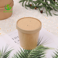 SUMKOKA BPI Bol en papier kraft avec logo personnalisé Bol à salade rond jetable 750ml avec couvercle pour nouilles alimentaires