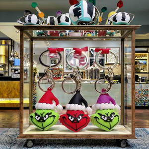 Hot Selling Hochwertige 3D PVC Cartoon Grinches <span class=keywords><strong>Grinch</strong></span> Karabiner Schlüssel bund 3D Anime <span class=keywords><strong>Figur</strong></span> Schnitt Dekoration Made Durable Rubber - Product Image 3