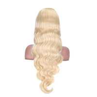 Perruque longue blonde 613 en cheveux humains brésiliens vierges Remy, avec dentelle transparente, cuticules alignées, non traitée, haute densité
