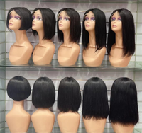 Gran oferta de pelucas Bob, pelucas frontales de encaje de cabello humano brasileño, pelucas frontales de encaje rizado de densidad HD 613 transparentes 180% con cabello de bebé