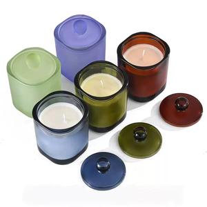 Bocal en verre épais multicolore, carré, grand, rond, style <span class=keywords><strong>fauvisme</strong></span>, vide, pour décoration intérieure, aromathérapie, fabrication de bougies - Product Image 5