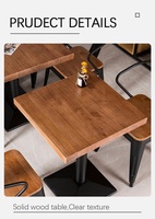 Ensemble de table à manger de style nordique industriel en bois de chêne pour 4 personnes avec structure en fer, écologique et durable
