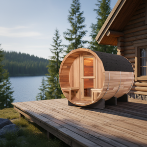 Nuevo Diseño de Sauna de Barril de Cedro Rojo para Exteriores, Sauna de Vapor Húmedo para 4-6 Personas en Venta - Product Image 1