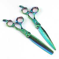 Ensemble de ciseaux à cheveux de 7,0 pouces, ciseaux de salon de coiffure colorés, kit de ciseaux en acier inoxydable, logo personnalisé professionnel, style HS-677