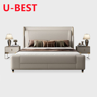 Muebles de Dormitorio Modernos, Estructura de Cama King Size de Cuero, Juego de Recámara Matrimonial, Cama Box Individual, Queen y Casal