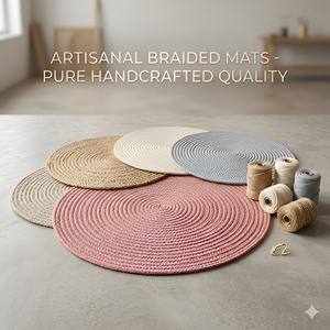 Achetez un ensemble de sets de table en coton tressé, faits à la main, ronds, résistants à la chaleur, pour la maison - Product Image 2