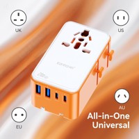 Câble USB-C de charge 25W ultra-plat, adaptateur de voyage 4-en-1 PD 25W (UK vers EU, USA, AU) – Meilleure vente, faible MOQ pour la maison et le bureau