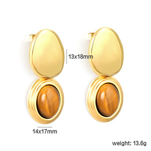 Pendientes geométricos irregulares de oro de 18k para mujer, para uso diario - Product Image 5