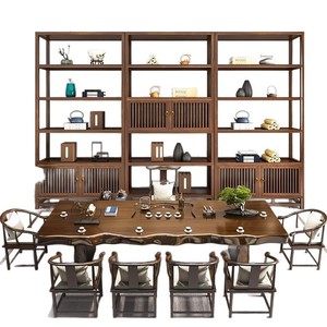 Table à thé multifonctionnelle en bois massif, style chinois, grand plateau, ensemble théière et chaises pour la maison, le bureau et le salon, utilisation en salle de thé Zen - Product Image 5