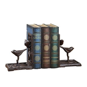 Sujetalibros de pájaros rústicos pesados de hierro forjado a mano artesanías de herrero en hierro fundido Juego de 2 para soporte de libros - Product Image 1