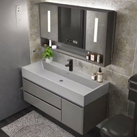 Meuble-lavabo de salle de bain moderne en bois massif étanche avec miroir intelligent – Garantie 3 ans – Vente en gros usine, faible MOQ 2