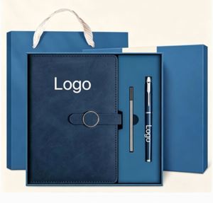 Customized Diary Blue Leather Cover Business Book Box Gift Magnetic <b>Notebook</b> With Refill and Usb Flash Drive Set - Product Image 5