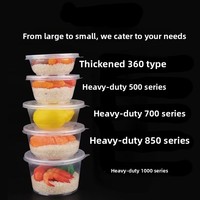 Bols en plastique jetables épaissis avec couvercle et baguettes – Petits bols, boîtes à lunch, contenants alimentaires à emporter – Usage commercial, lots en vrac